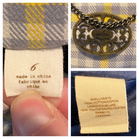 Anthropologie Idra Gingham Check Ruffled Lapel Zip Jacket. Bomber cut - Picture 13 of 13